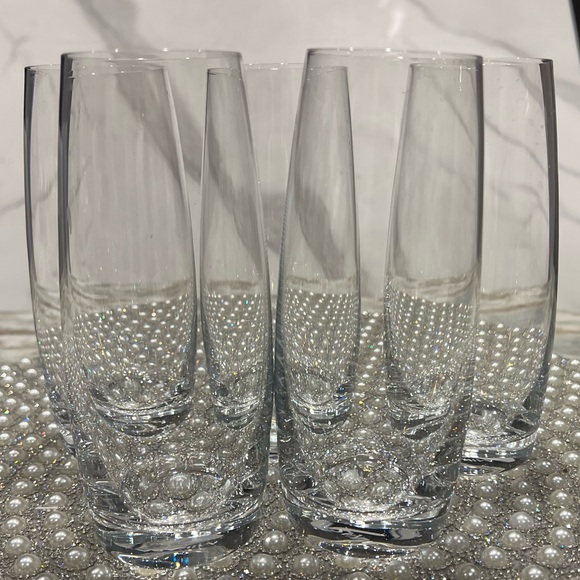 Mikasa Julie 5 Pc Signed Crystal Stemless Flute Glasses w/ Titanium 9oz - Picture 4 of 6